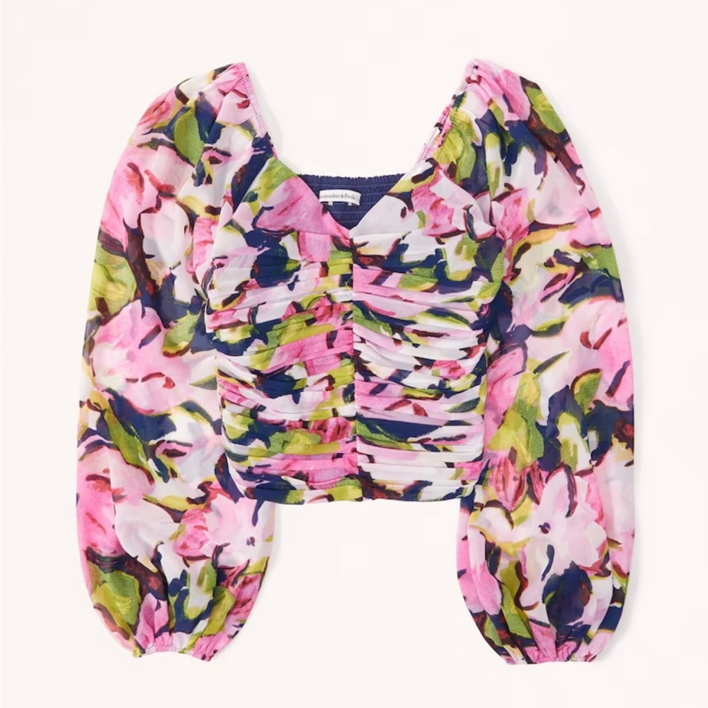 Abercrombie & Fitch  Long sleeve Ruched Sweetheart top